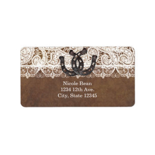 Rustic Horseshoes & Lace Country Wedding Labels