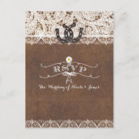 Rustic Horseshoes & Lace Country Western RSVP card