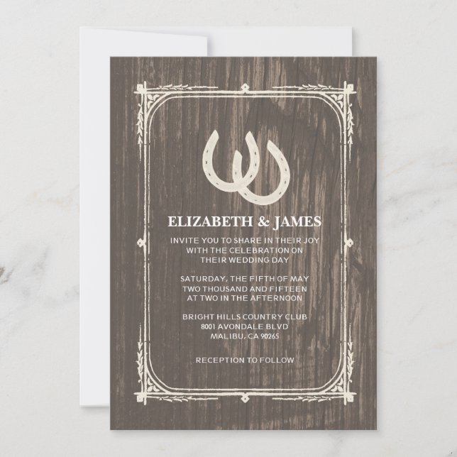 Rustic Horseshoes Wedding Invitations (Front)