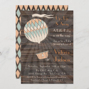 Rustic Hot air balloon Baby Shower Invitation