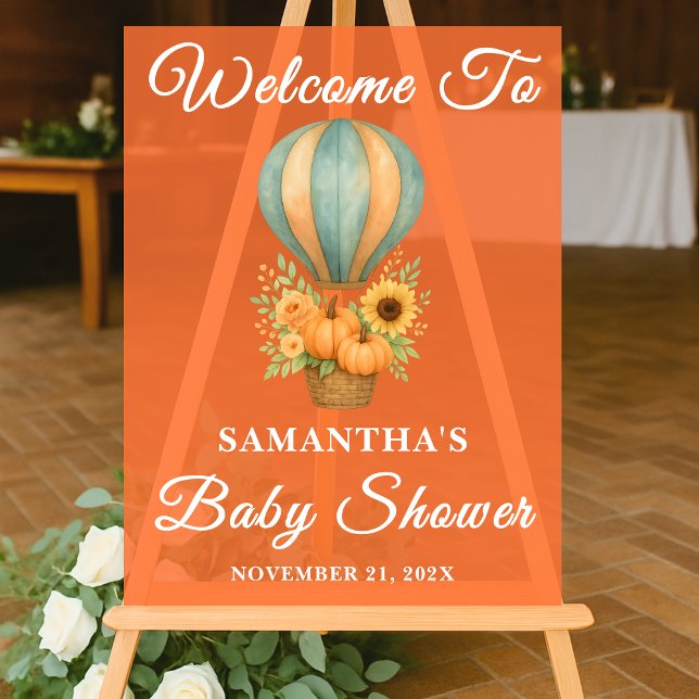  Rustic Hot Air Balloon Fall Baby Shower Welcome Acrylic Sign (Creator Uploaded)