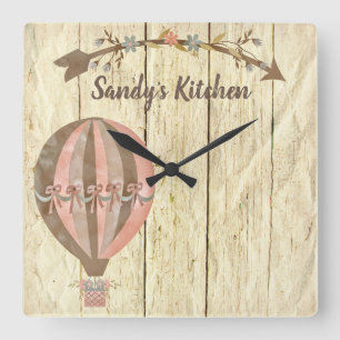 Rustic Hot Air Balloon Personalised Kitchen Clock