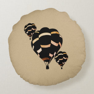 Rustic Hot Air Balloons Round Cushion