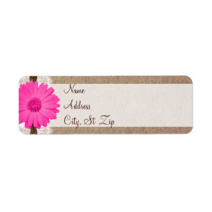 Rustic Hot Pink Gerber Daisy Return Address Labels