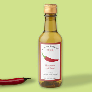 Rustic Hot Sauce Label Sticker - Chilli Pepper