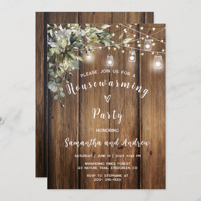  Rustic Housewarming Party Invitation (Front/Back)