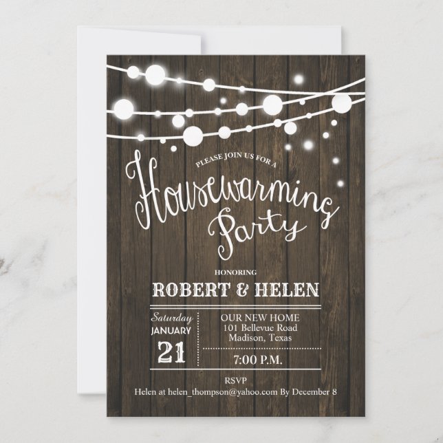 Rustic Housewarming Party Wood Pattern Invitation (Front)