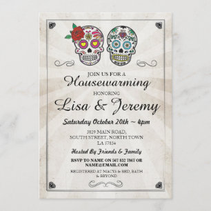 Rustic Housewarming Sugar Skulls Invite Halloween