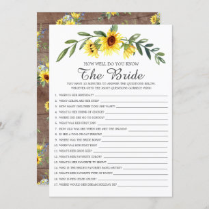 Rustic How Well Do You Know The Bride Shower Game Invitation