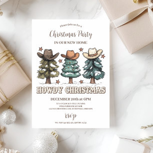 Rustic Howdy Christmas Cowboy Hat Invitation
