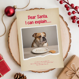 Rustic Humorous Funny Bulldog Pet Photo Christmas Holiday Card