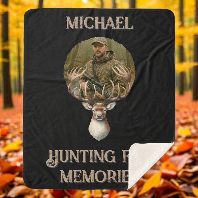 Rustic Hunter Deer Antler Memories Photo Sherpa Blanket (Creator Uploaded)