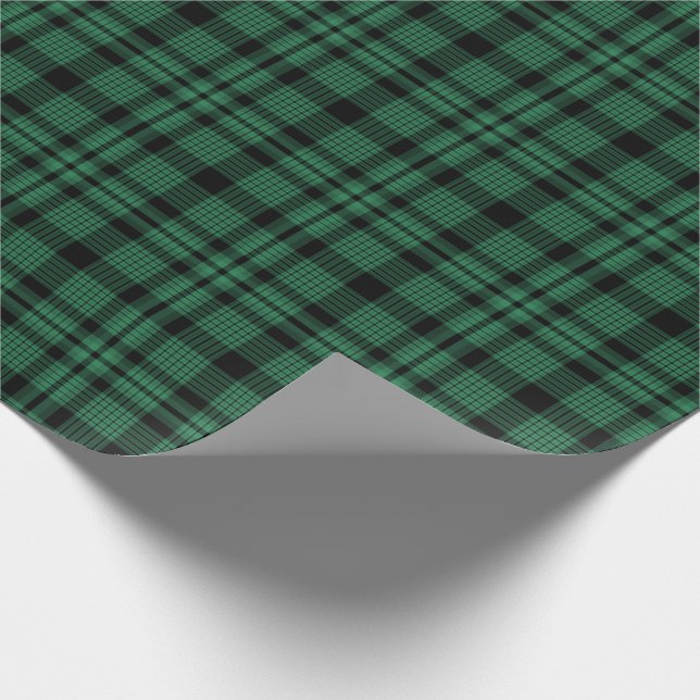 Rustic Hunter Green and Black Plaid Pattern Wrapping Paper (Corner)