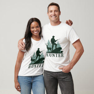 Rustic Hunter Silhouette with Wildlife T-Shirt