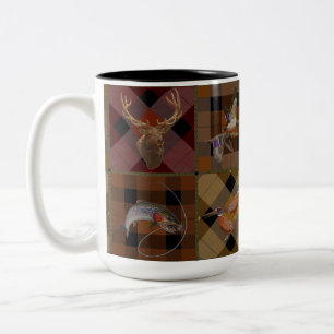 Rustic Hunters Plaid With Wild Game Two-Tone Coffee Mug