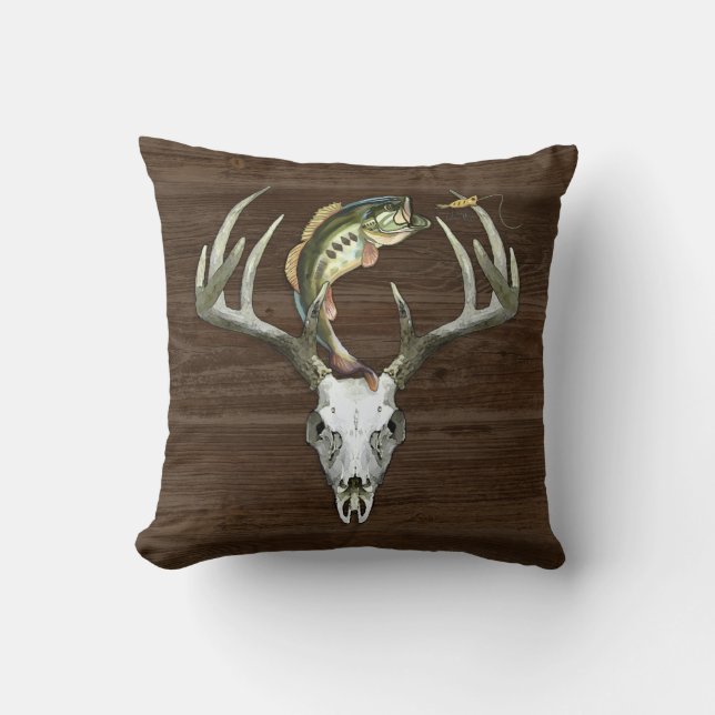 Rustic Hunting Antlers Fishing Cushion (Front)