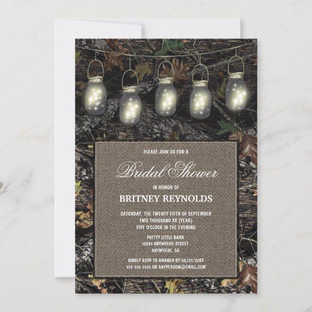 Rustic Hunting Camo Bridal Shower Invitations (Front)