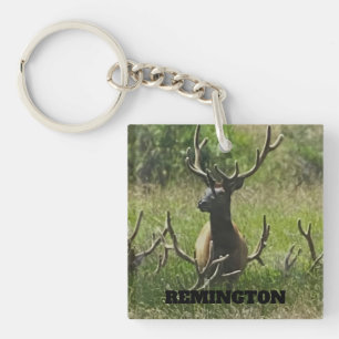 Rustic Hunting Wildlife Elk Deer Key Ring