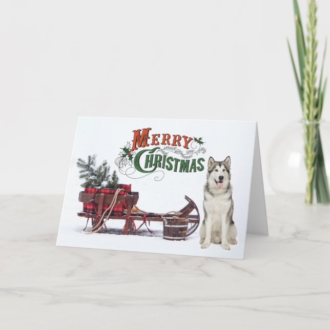 Rustic Husky Christmas Card (Front)