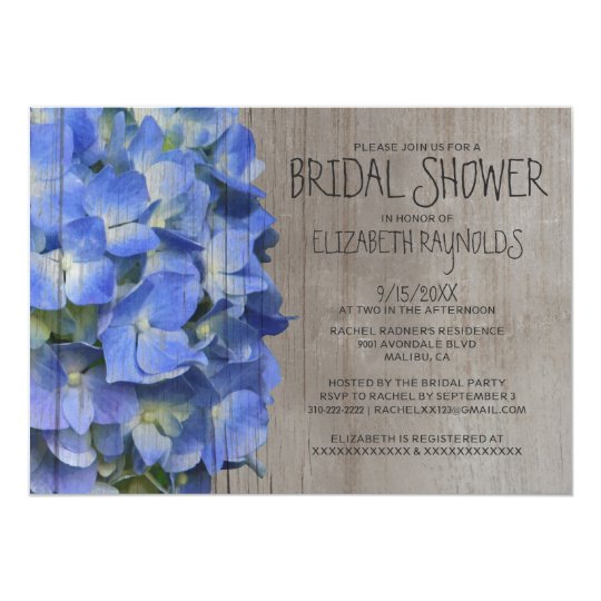 Rustic Hydrangea Bridal Shower Invitations