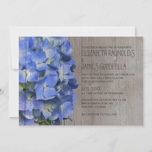 Rustic Hydrangea Wedding Invitations (Front)