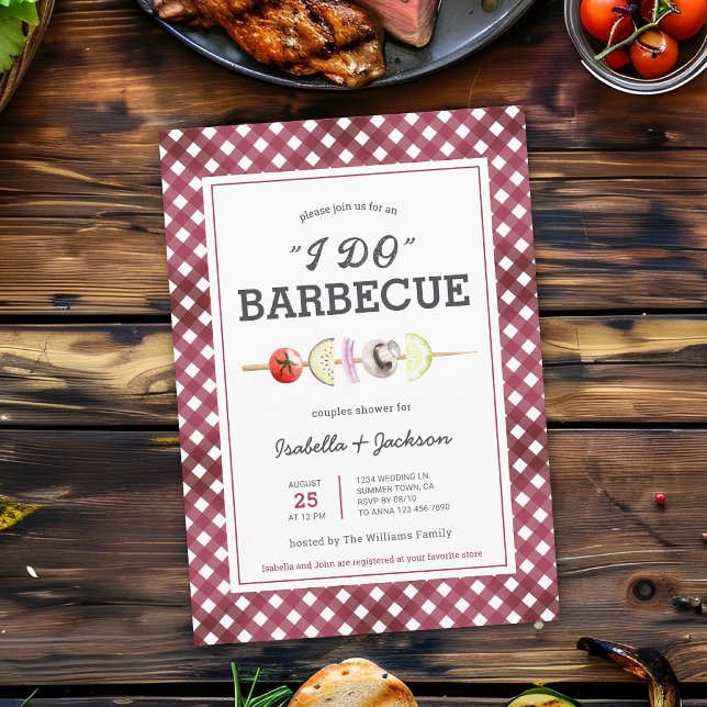 Rustic I DO Barbecue Wedding Shower Invitation (The front of the invitation is shown at a 5x7 inch. Choose size, paper, + corner style.)