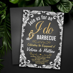 Rustic I Do BBQ Barbecue Engagement Party Invitation