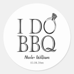 Rustic I Do BBQ Barbecue Ring Wedding Engagement Classic Round Sticker