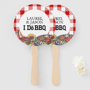 Rustic I Do BBQ Couple Shower Party Gingham Hand Fan