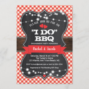 Rustic I DO BBQ Couples Shower Engagement Party Invitation