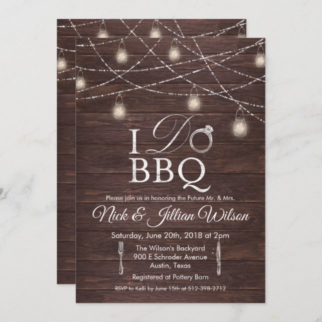 Rustic I DO BBQ Couples Shower Invitation (Front/Back)