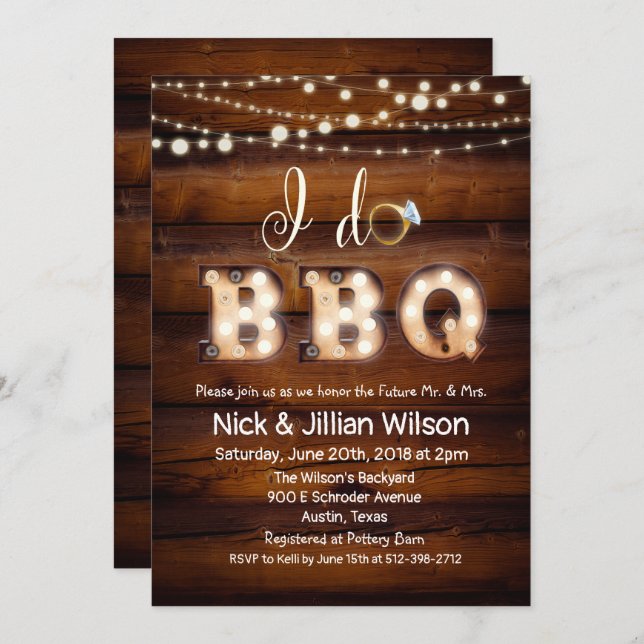 Rustic I DO BBQ Couples Shower Invitation (Front/Back)