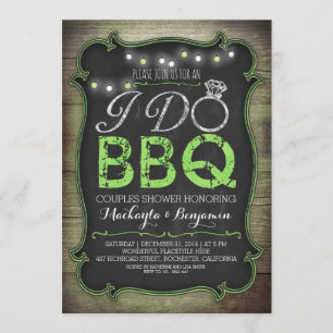 rustic I do BBQ couples shower invitation - green