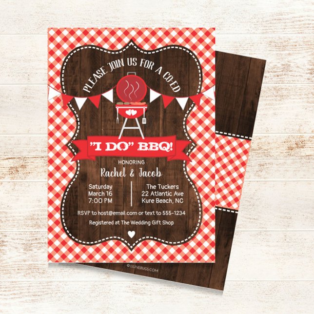 Rustic I DO BBQ Couples Wedding Engagement Party Invitation (Creator Uploaded)