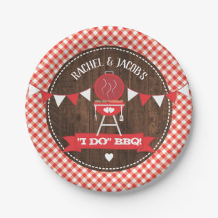 Rustic I DO BBQ Couples Wedding Engagement Shower Paper Plate