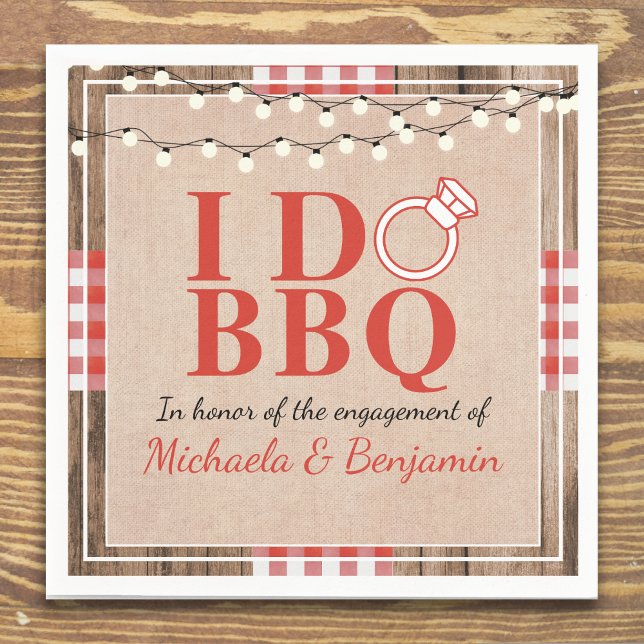 Rustic I Do BBQ Engagement Party Couples Shower Napkin (Creator Uploaded)