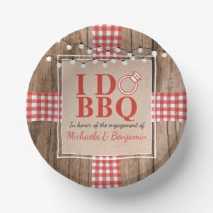 Rustic I Do BBQ Engagement Party Couples Shower Paper Plate