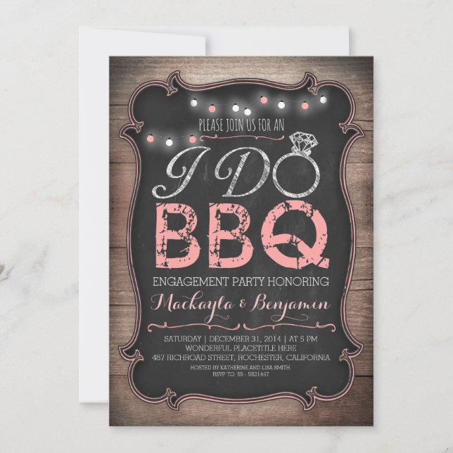 rustic I do BBQ engagement party invitation (Front)