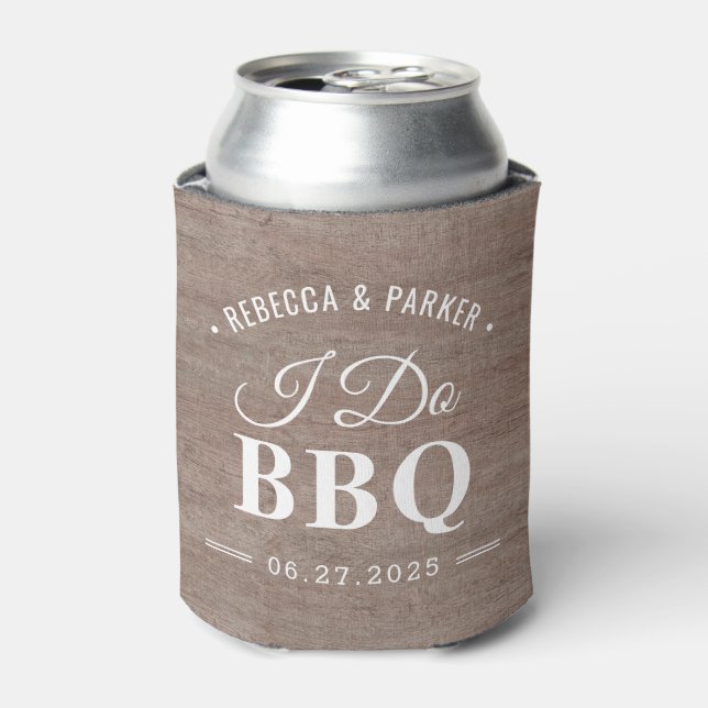 Rustic I Do BBQ Party Favours Can Cooler (Can Front)