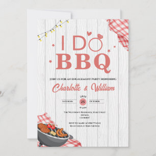 Rustic i Do BBQ Plaid Engagement Party Invitation