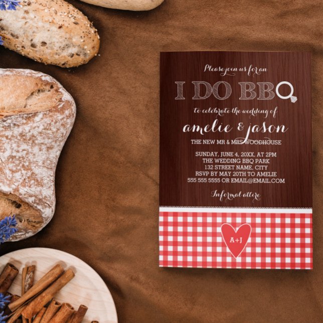 Rustic I Do BBQ Red Gingham Post Wedding Party Invitation (Creator Uploaded)