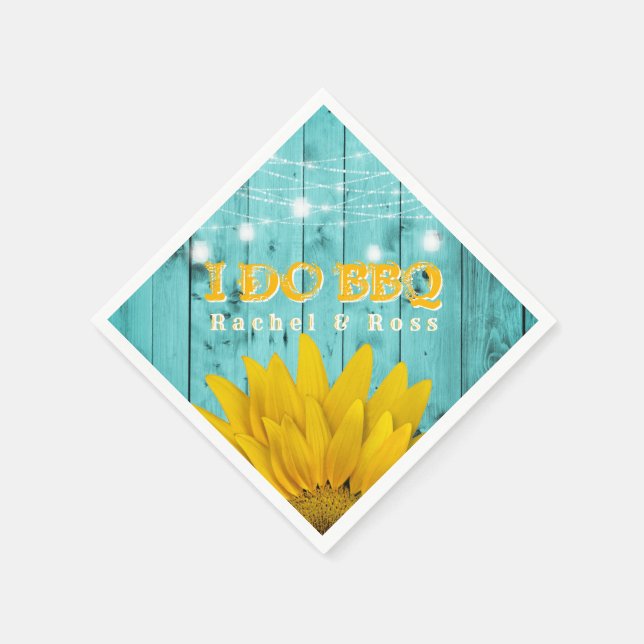 Rustic I Do BBQ Sunflower Couples Shower Wedding Napkin (Corner)