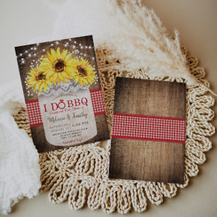 Rustic I Do BBQ Sunflower Engagement Invitations