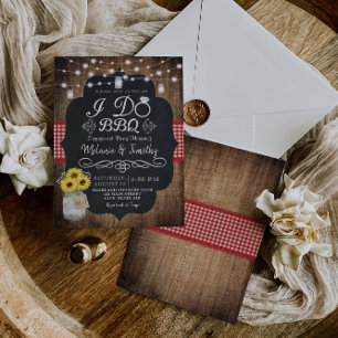 Rustic I Do BBQ Sunflower Engagement Invitations