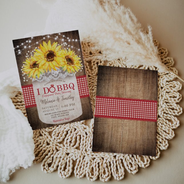 Rustic I Do BBQ Sunflower Engagement Invitations (Creator Uploaded)