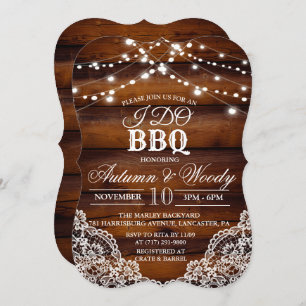 Rustic I DO BBQ Wood Invitation