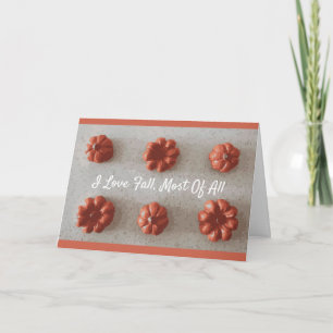 Rustic I Love Fall Pumpkin Orange and Grey Card