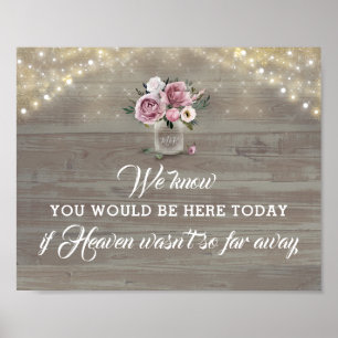 Rustic If Heaven Wasn't So Far Away Memorial Poster