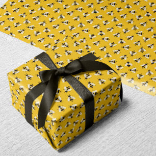 Rustic Illustrated Bumble Bee Wrapping Paper
