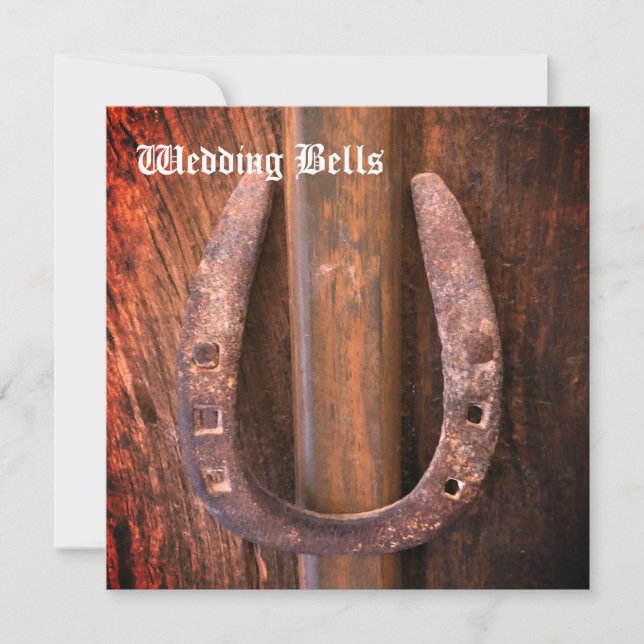 rustic image of horseshoe wedding invitation (Front)